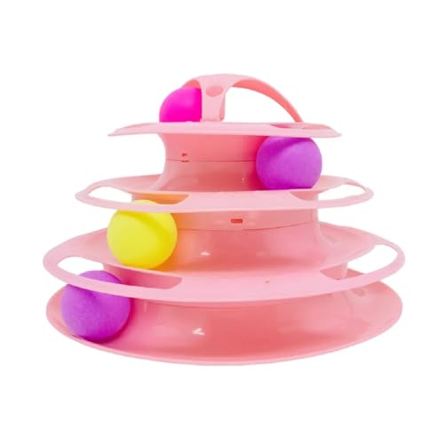 Brinquedo Para Gato Pet Torre de Trilhas 3 Níveis Com Bolinhas (Rosa)