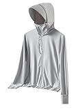 THUCHENYUC Lightweight Sun Protection Clothing For Men And Women, Long Sleeve Ice Silk Hoodie Shirts Jacket (Color : Men's Gray, Size : X-Large)