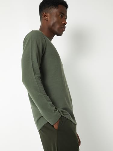 Image of Max Men Cotton Textured Long Sleeve Lounge Regular Fit T-Shirt