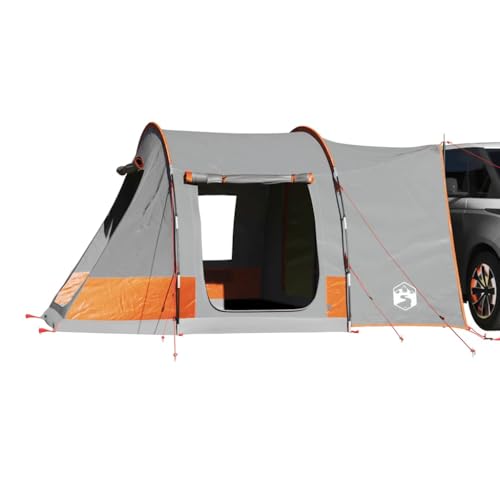Tienda de campaña para 2 personas, color gris, naranja, resistente al agua, con conexión E, poliéster, 371 x 330 x 211 cm, ligera, portátil, ideal para festivales, senderismo y aventuras al aire libre