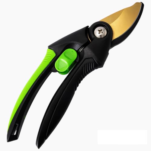 Shark-Tuff® Heavy Duty Garden Secateurs Garden Scissors Pruning Shears | Titanium Coated High Carbon Steel SK5 Blade with Safety Lock | Hand Secateurs & Pruning Scissors