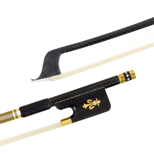 Image of Kmise Carbon Fiber Violin Bows: Lightweight Violin Bow 4 /4, Anti-Deformation Full Size Fiddle Bow, Ultra-Stretchy Horse Hair, Gift for Professional, Beginner, Adults, Kids Violins Practice (Black)