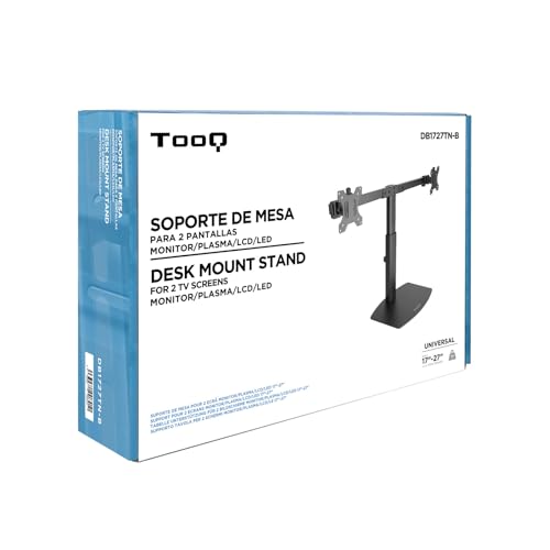 Tooq DB1727TN-B - Supporto Da Tavolo Girevole E Inclinabile Per 2 Monitor/Tv Led Da 17" A 27", Peso Per Braccio 6 Kg, Nero - 11