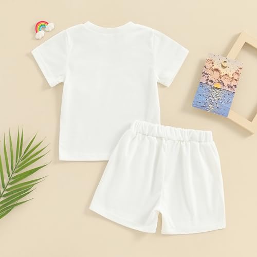 Toddler Baby Boy Girl Summer Outfits Cotton Short Sleeve Solid T-shirt Top Casual Shorts Neutral Spring Clothes3