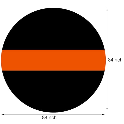 Image of Remagr 3 Pcs Round Plastic Tablecloth 84 Inch Disposable Tablecloth Party Table Cover for Graduation Wedding Birthday Retirement Decoration (Black,Orange)