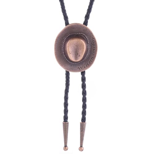 Image of HUABOLA CALYN Native American Bolo tie Rodeo Cowboy Leather Necktie Western Bolo ties for Men Women Necktie for Concert Fans