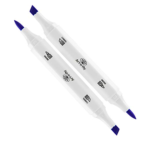 Professional Brush Tip Markers Set of 6 Purple Manga Markers for Drawing Sketching Illustration - Tones of Violet Lavender Purple Lilac