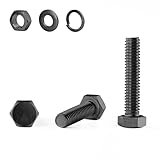 GOHODOMINO Set di viti strutturali M8 x 40 mm (20 pezzi) in acciaio inox DIN933, filettatura completa, esagonali esterni, set di viti per macchina in ossido nero, asta filettata