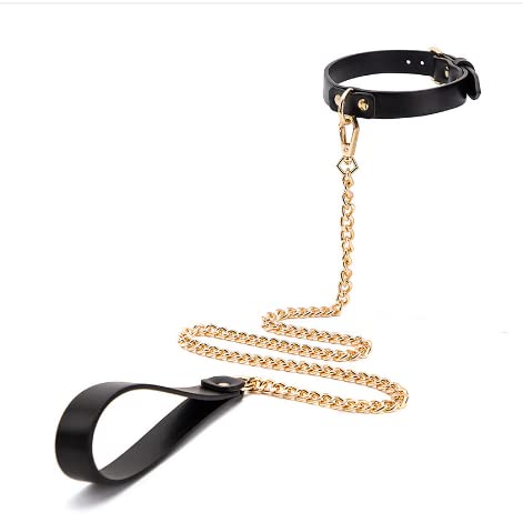 Collar de cuello de cuero suave negro con correa de cadena desmontable, collar de perro Cover