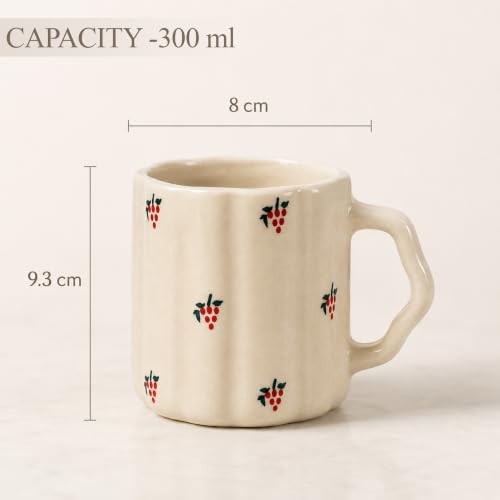 Image of The Earth Store Cream Grapes Coffee Mug - 300ML Ceramic Coffee Mugs Set of 6 | Microwave & Dishwasher Safe Mugs for Gift | Home | Office | Restaurant | Daily Use