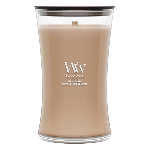 WoodWick Candela profumata | Candela a clessidra grande | Santal Myrrh | Regali perfetti per donne