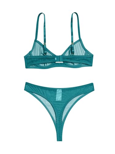 Image of Lilosy Sexy Mesh Sheer Underwire Push Up Lingerie Set Lingerie Set