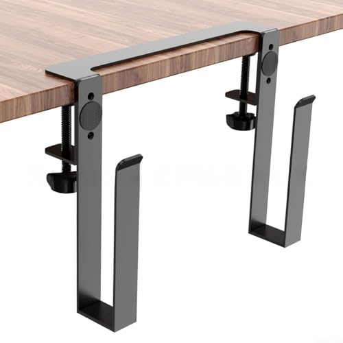 Supporto per laptop di raffreddamento e ricarica con rack di stoccaggio, realizzato in lega di alluminio, serraggio perforato sui bordi del tavolo, supporta laptop, tablet e libri (nero)