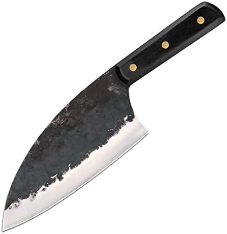 MAYiT Meat Cleaver Knife, 7inch Handmade Forged 5Cr15MoV Stainless Steel Edge Small Size and Light Weight Meat(Beef) Cleaver Kitchen Carbon Knife