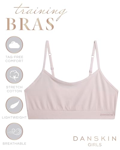 Danskin Girls Training Bras - 2/3/4 Pack Breathable Padded Bralette Underwear for Girls with Adjustable Straps (Sizes: 30-36)2