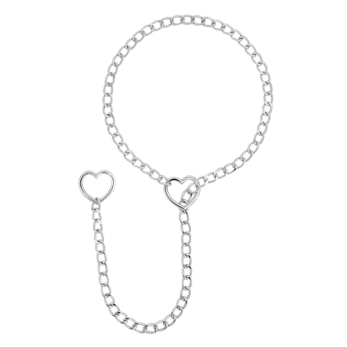 JJDreams Femme Punk Chaîne avec pendentif cœur argent Chaîne cœur Gothic Rock Collier réglable