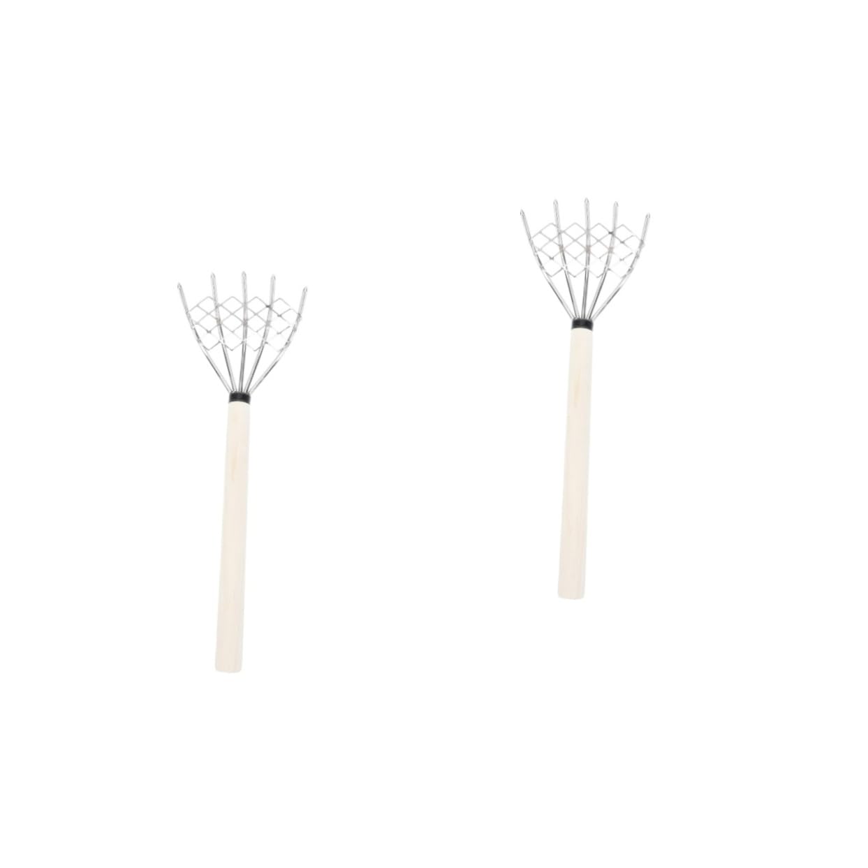 Toddmomy 2 Stck. Edelstahlrake Muschel Rechen klein Rasen Klaue klatschen Schmutz Muschelrechen im Freien Gartengeräte, Rechen Metallrake Muschelrechen mit Griff Unkrautrechen Holz Silber