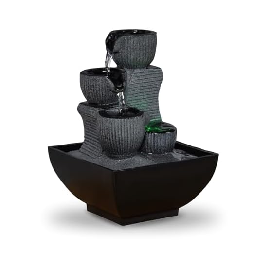 Zen Light Kini Fontaine d’Intérieur avec Pompe et Eclairage LED, Résine, Taille Unique