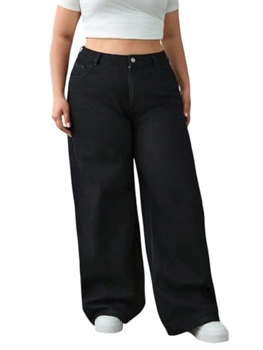 Image of KOTTY Plus Size Women's High Waist Straight Denim Jeans Comfortable Wear for Work Casual Use