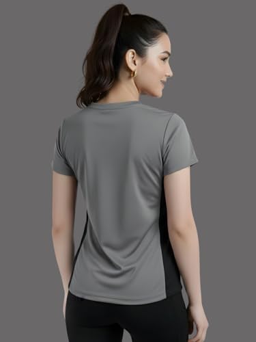 Image of White Moon Gym Tshirt for Women Workout Dry Fit t Shirt Sports Tshirt | Gym Tops for Woman | Lightweight Round Neck Breathable Half Sleeve Activewear Running Yoga Tops for Woman