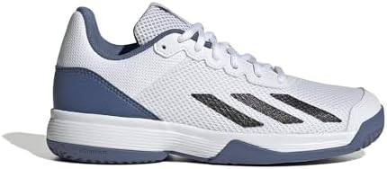 adidas Court Flash Sneaker, White/Black/Crew Blue, 4 US Unisex Big Kid | Image 5