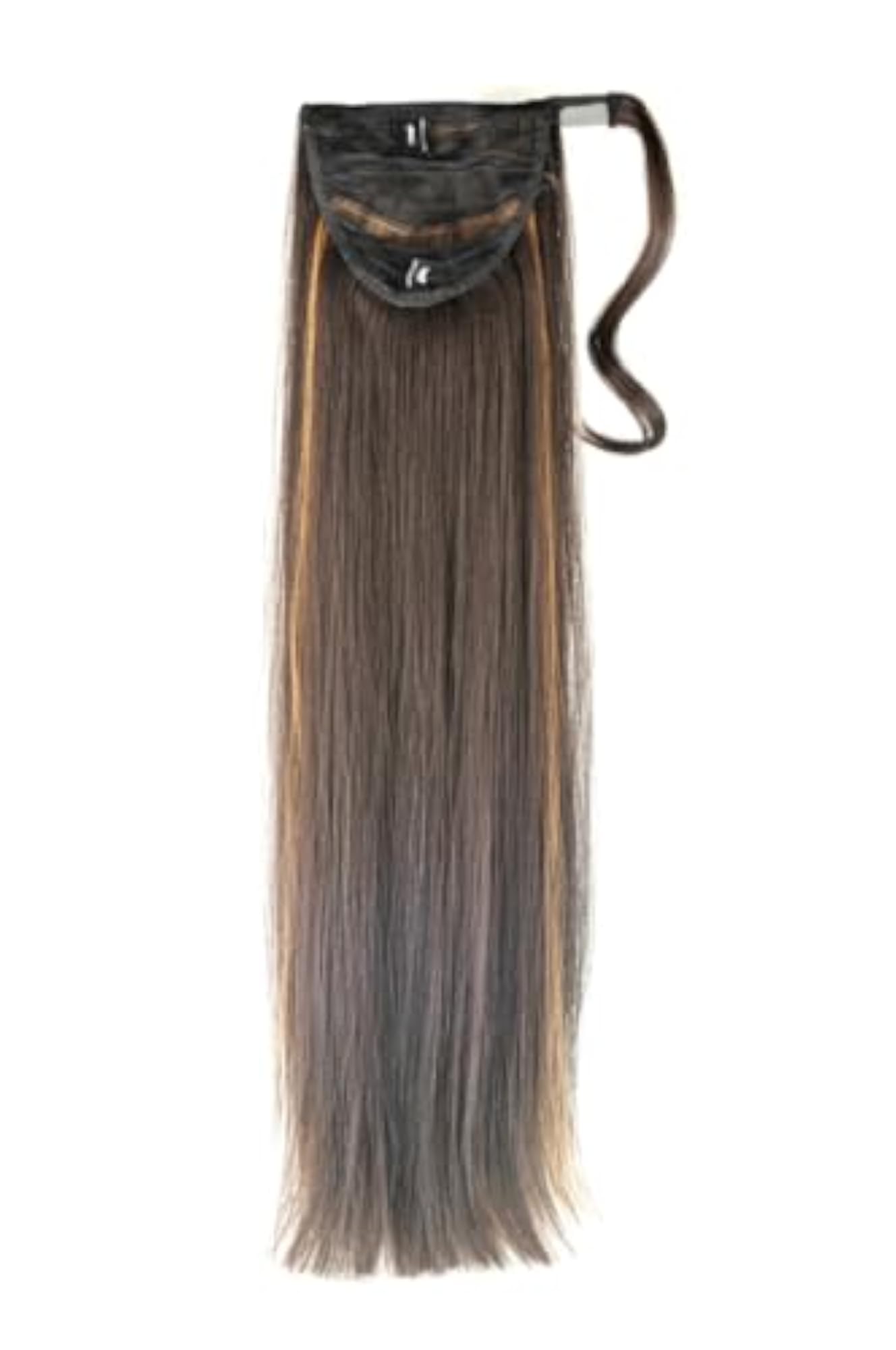 JustClipIt Lara Long Straight Ponytail Hair Extension, Highlight Gold