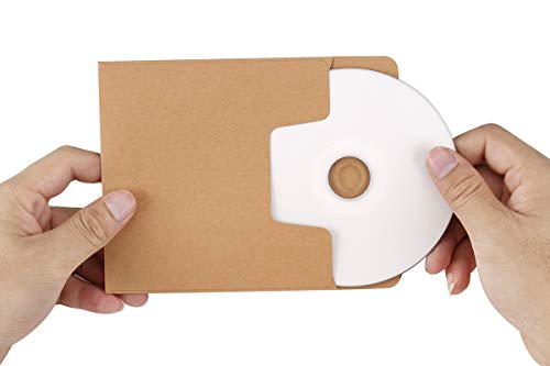 image for ValBox 100 Packs CD Kraft Paper Sleeves Envelopes 5 x 5 Inches Brown D