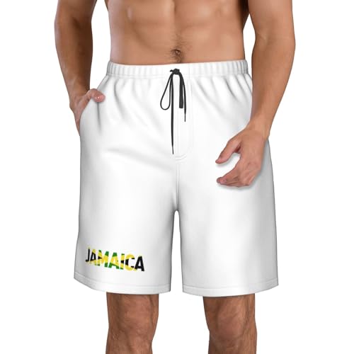 Jamaica Jamaican Flag Boardshorts Summer Beach Workout Shorts Drawstring Swim Trunks Quick Dry Swim Shorts for Mens
