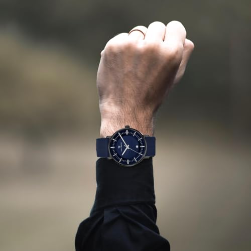 Image of Analog Watch for Men with Silicone Band | Magnetic Lock Strap | Japanese Quartz Movement | Water Resistant | Formal & Casual Wristwatch Gift