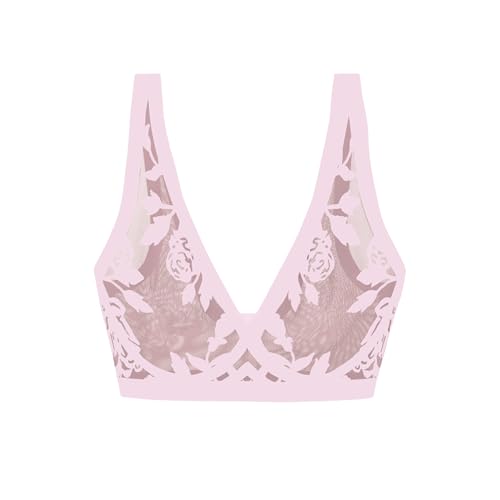 Image of EBY Sheer Mesh Bralette for Women Seamless Wireless Bra with Support - Without Metal Wire