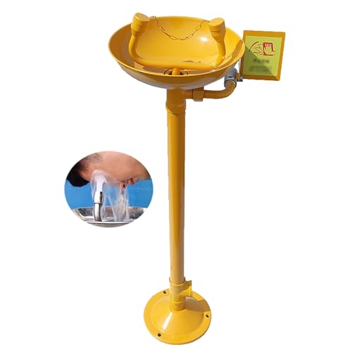 ZDMZR Estación Lavaojos con Flujo de Agua Ajustable, Estación Lavaojos de Emergencia de Acero Inoxidable, para Laboratorio de Fábrica Al Aire Libre(Yellow)