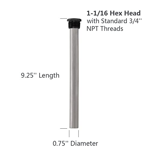 DURRENSA RV Water Heater Anode Rod - 2-Pack, Anode Rod for Hot Water Heater, Magnesium Anode Rod Replacement 9.25" Length 3/4" NPT Threads-Compatible with Suburban and Mor-Flo Water Heaters(2 Pack)