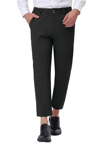 Lars Amadeus Solid Color Cropped Business Dress Pants for Men's Skinny Flat Front Suit Trousers