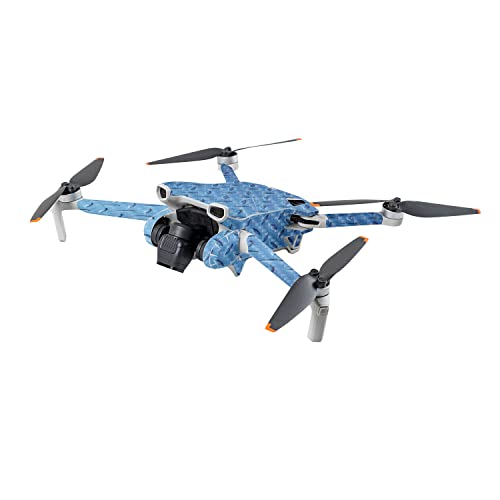 Image of MightySkins Carbon Fiber Skin Compatible with DJI Mini 3 - Blue Gridiron | Protective, Durable Textured Carbon Fiber Finish | Easy to Apply | Made in The USA