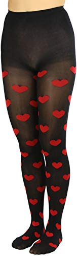 Image of ToBeInStyle Women's Valentine Day Themed Opaque Sheer Pantyhose w /Heart Love