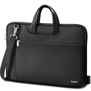 Ferkurn Laptop Bag Case 17 17.3 inch for Women Men, Messenger Briefcase Compatible with Alienware Nitro 5 XPS 17 ThinkPad Legion 5 Inspiron HP Pavilion Asus Acer, Slim Strap Computer Bag, Black