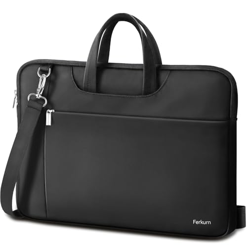 Ferkurn Laptop Bag Case Sleeve 15 15.6 16 inch for Women Men Compatible with 15"/16" MacBook Pro/Air M4/M3/M2/M1, Surface Laptop 6/5 Book, XPS 15, HP Pavilion, Lenovo, Acer, ASUS, Samsung, Black