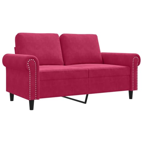 Sofá de 2 plazas cómodo rojo vino con reposabrazos y estructura de metal 2