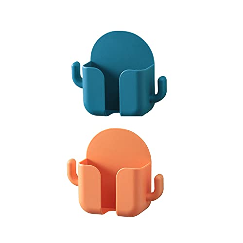 Wymect 2Pcs Self-Adhesive Wall Mount Phone Holder, Charging Phone Stand Remote Control Holder Small Gadgets Organizer Box Multi-Function For Bedroom #TOP1