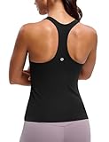 BAYDI Clouduxi Racerback Workout Tank Tops for Women Yoga Shirts with Built in Bra Gym Sleeveless Camisole Black