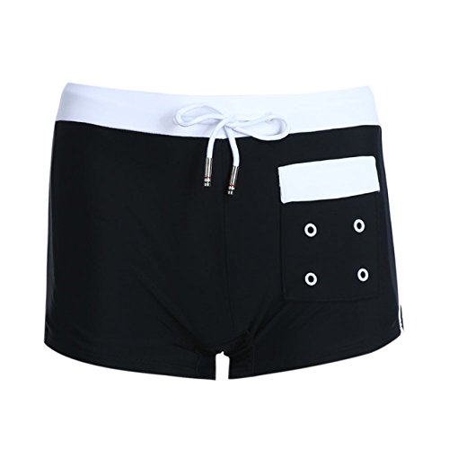 New Men's Low Trunks Waist Swimwear-Black-Large-image-0