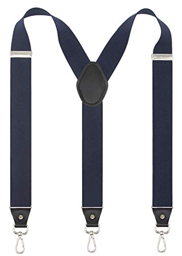 Timiot Mens Suspender with Swivel Hooks Adjustable Braces Y Shaped Elastic Comfortable Braces Strap (Navy)