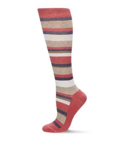Image of MeMoi Wellfit Unisex Multi Striped Cotton Blend 15-20mmHg Graduated Compression Socks