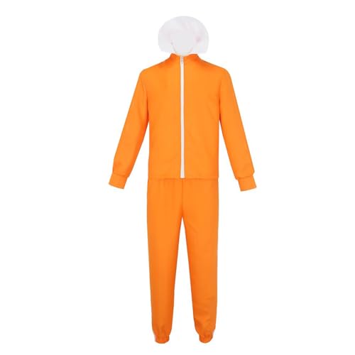 RUMAOZIA Herren Vector Kostüm Orange Trainingsanzug Herren Orange Tracksuit Trainningsanzug Jacke mit Stehkragen Jogginganzug Sport Outdoor Cosplay Kostüm Orangefarbener Overall Erwachsene Jumpsuit