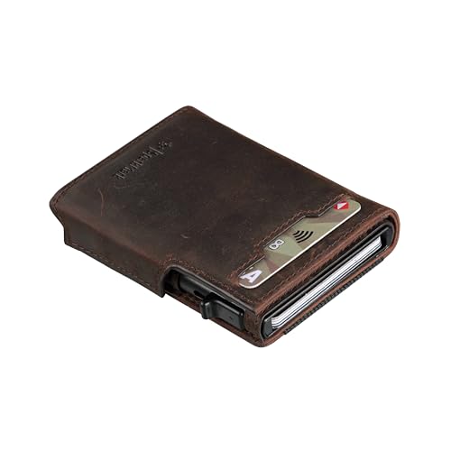 SparkMark RFID Credit Card Holder Wallet for Men | Magnetic Business Card Holder Case | Minimalist Pop Up Metal Wallet with Money Clip, Gift Box Included