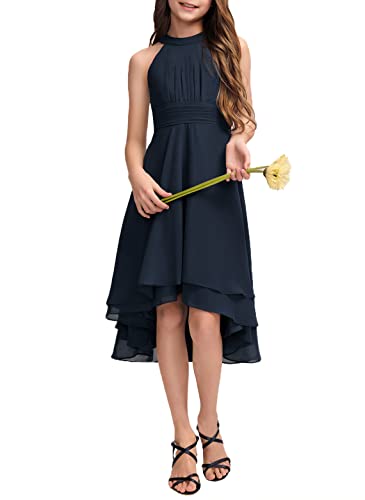 Galawaqe Chiffon Flowy Dresses Flower Girls Asymmetrical With Ruffles Sleveless Swing Party Gowns A-Line Dress #TOP14