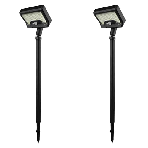 ソーラーライト 屋外 人感センサー ガーデンライト スポットライト イルミネーション 92LEDs 3色温 防犯防災 IP65防水 玄関 庭園 歩道 車道 駐車場 照明 2個セット