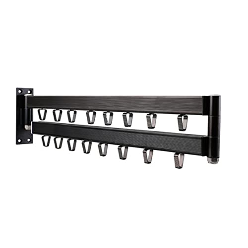 AWCPP Red de Suspensión de Ropa Montada en la Pared, Perchero de Secado de Ropa de Ropa Retráctil Plegable con Ganchos para Colgar, Uso en Interiores Y Exteriores/Black Cover