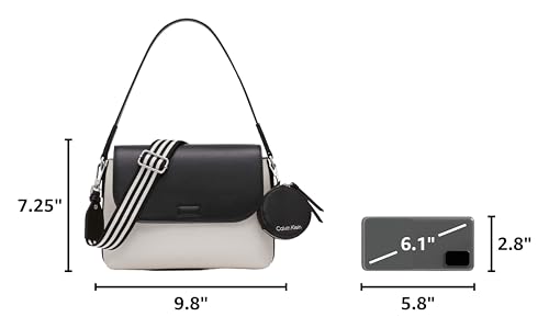 Calvin Klein Women's Millie 2 in 1 Flap Crossbody Handbag, White, OS - image 2