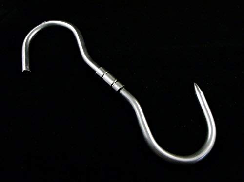 TronicXL 2 Stück PROFI S-Haken - 260x10mm Drehhaken Edelstahl Dreh Haken Wildhaken Zerwirk-haken Swivel Hook Fleischhaken drehbar zum Aufhängen von Wild Fisch Würste Parma Schinken Wildschwein